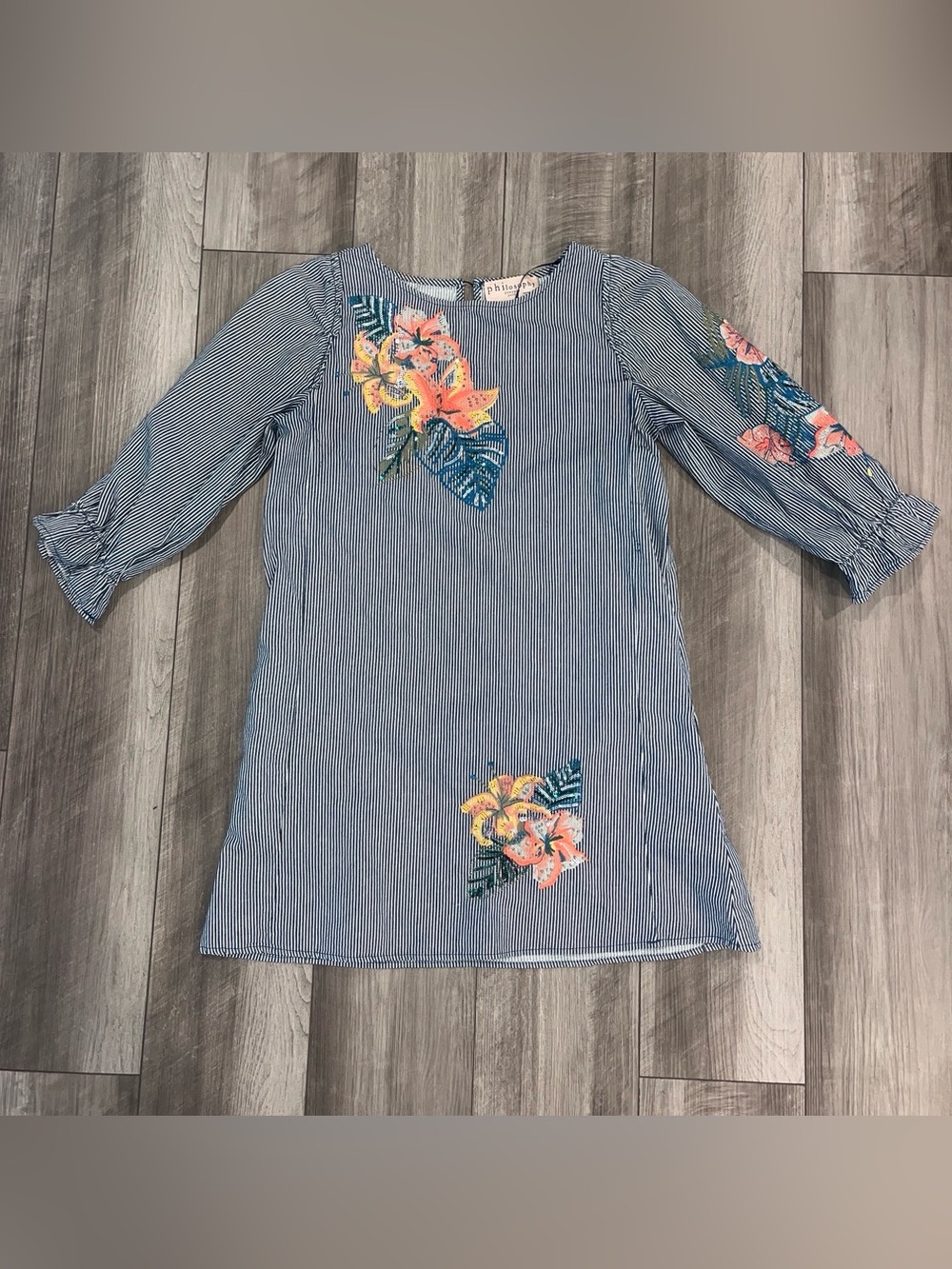 Philosophy Blue Striped Women’s Floral Dress
